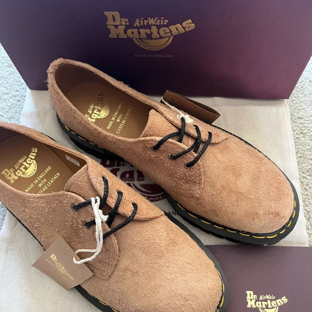 Made in ENGLAND DR. MARTENS 1461 BEX OXFORD IN Sandy Tan Tufted Suede MSRP$275